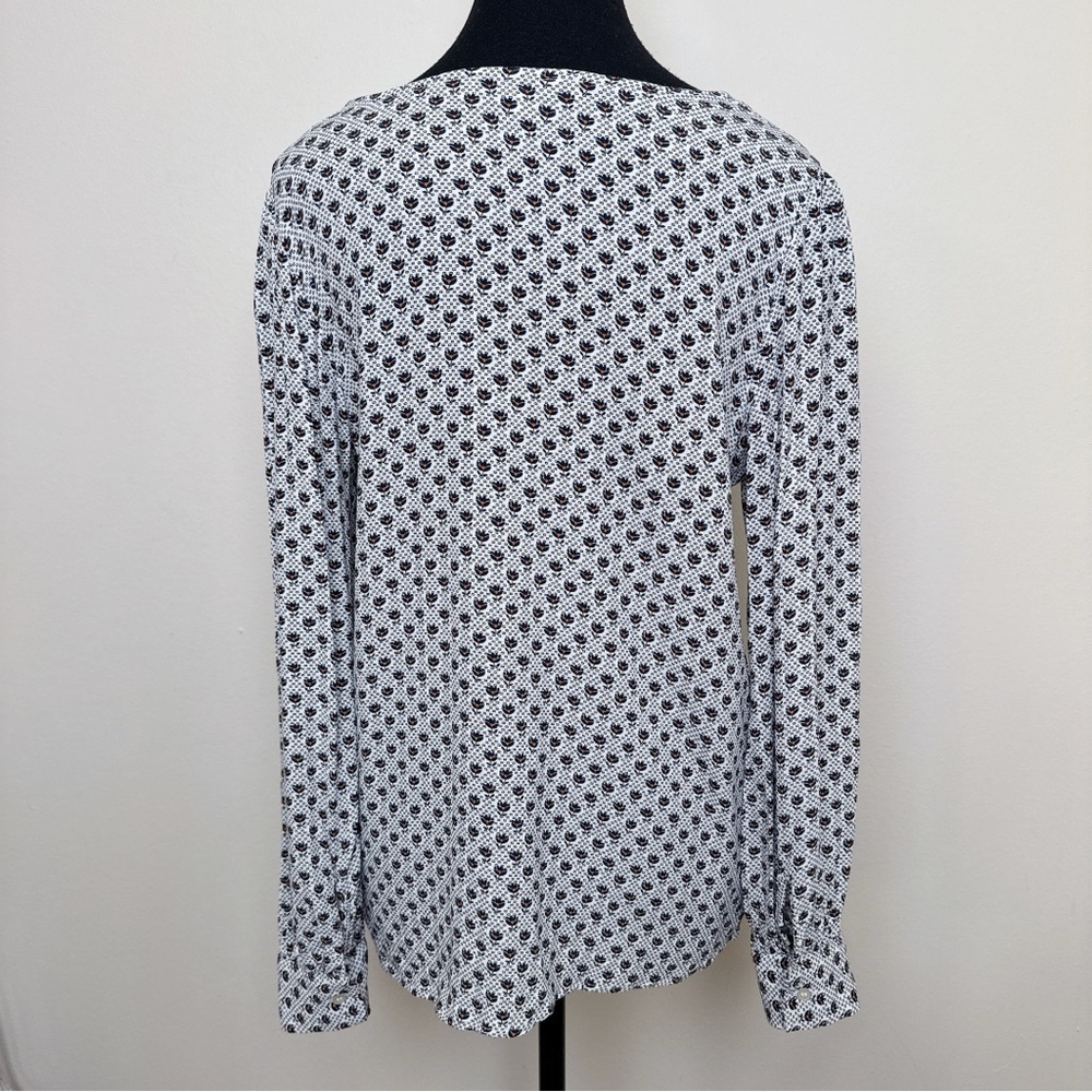 Loft Womens Small Rayon Long Sleeve Printed Blouse - Picture 3 of 15